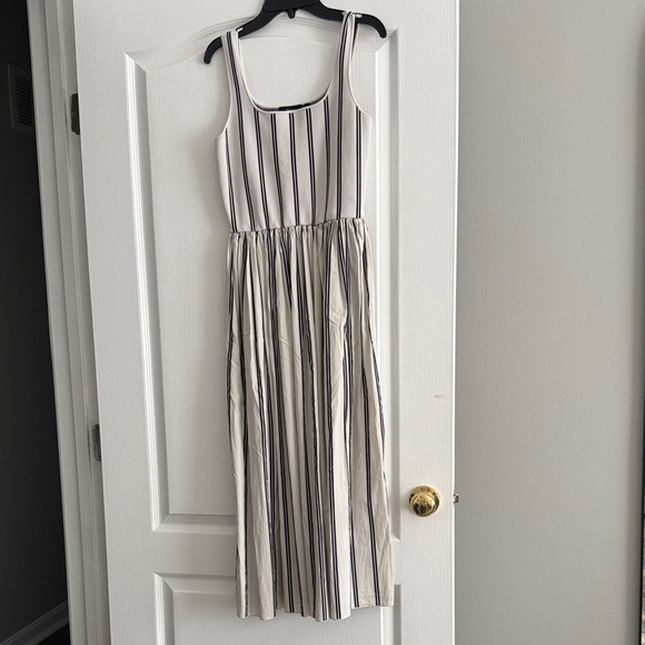 Theory Black and Cream Striped Maxi Dress - Picture 1 of 3
